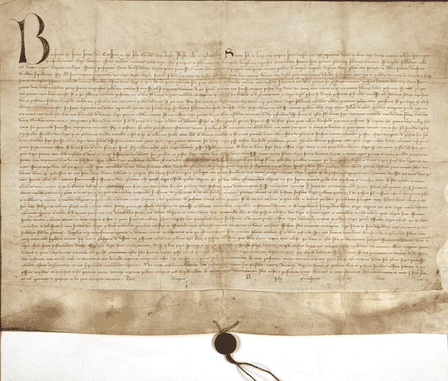Image shows the Papal Bull of Boniface VIII, 1299. Reproduced courtesy of The National Archives, reference: SC7/6/10